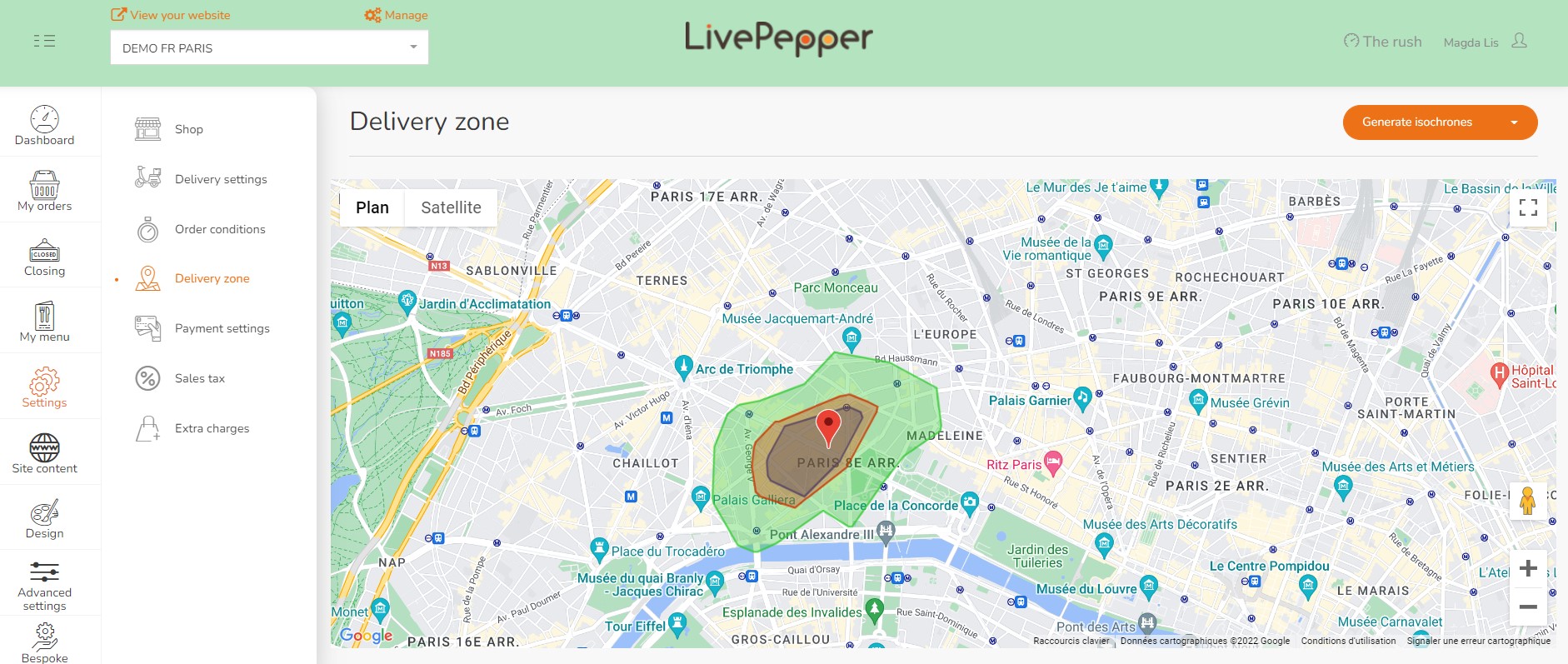 Delivery area: discover the improved Google Maps feature - LivePepper